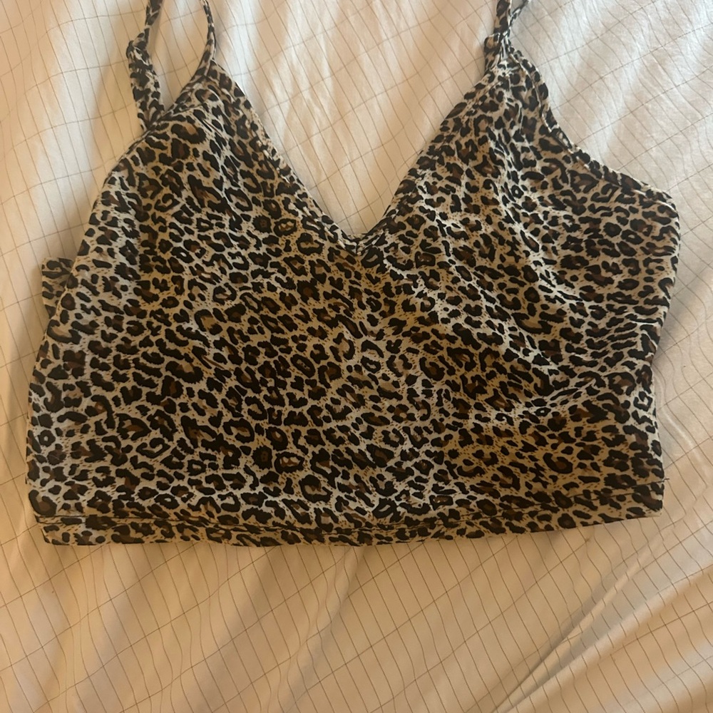 SHEIN Leopard Print V-Neck Cami in Brown and Cream